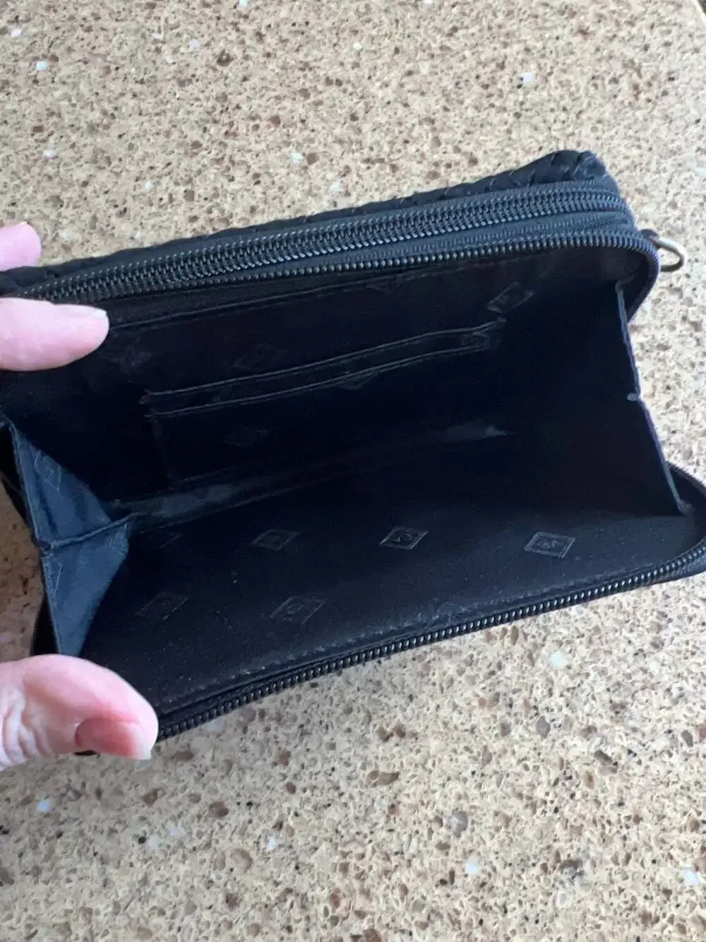 Vera Bradley RFID All in One Wallet Black Quilted (Crossbody Strap not included)